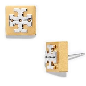 ✨NEW TORY BURCH✨SQUARE T LOGO STUD EARRINGS FIRM PRICE